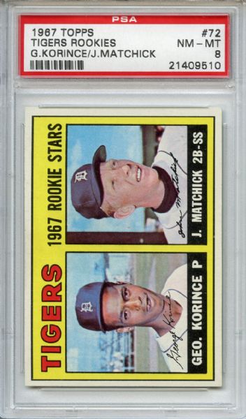 1967 Topps 72 Detriot Tigers Rookies PSA NM-MT 8