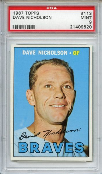1967 Topps 113 Dave Nicholson PSA MINT 9