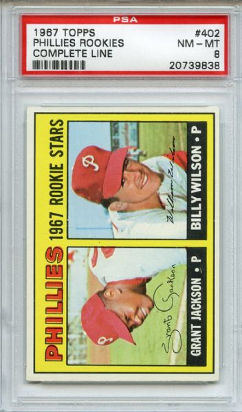 1967 Topps 402 Phillies Rookies Complete Line PSA NM-MT 8