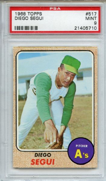 1968 Topps 517 Diego Segui PSA MINT 9