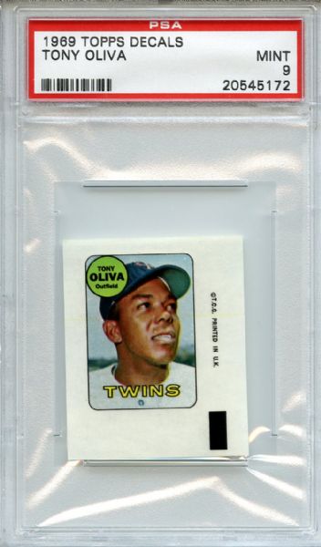 1969 Topps Decals Tony Oliva PSA MINT 9