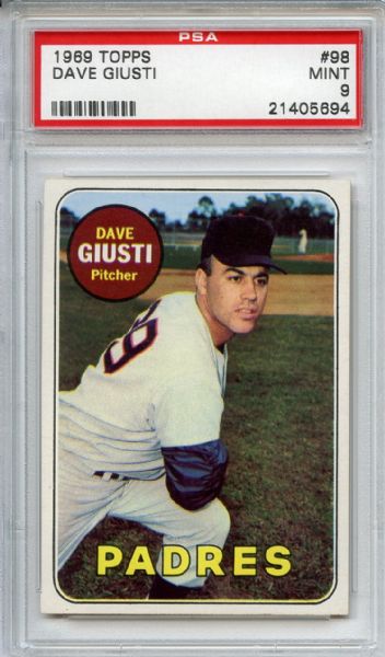 1969 Topps  98 Dave Giusti PSA MINT 9