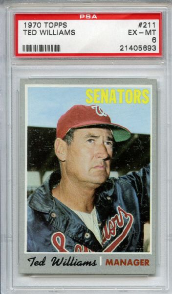 1970 Topps 211 Ted Williams PSA EX-MT 6