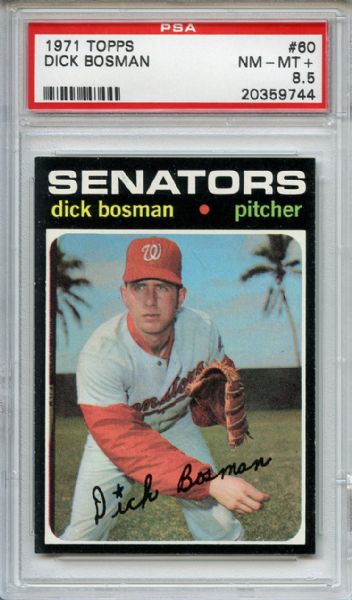 1971 Topps 60 Dick Bosman PSA NM-MT+ 8.5