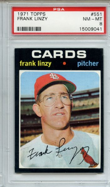 1971 Topps 551 Frank Linzy PSA NM-MT 8