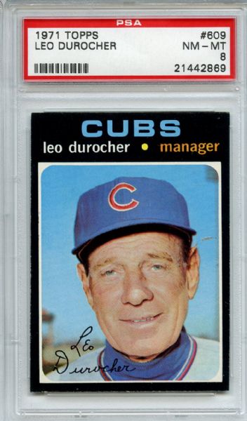 1971 Topps 609 Leo Durocher PSA NM-MT 8