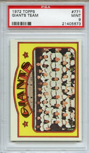 1972 Topps 771 San Francisco Giants Team PSA MINT 9