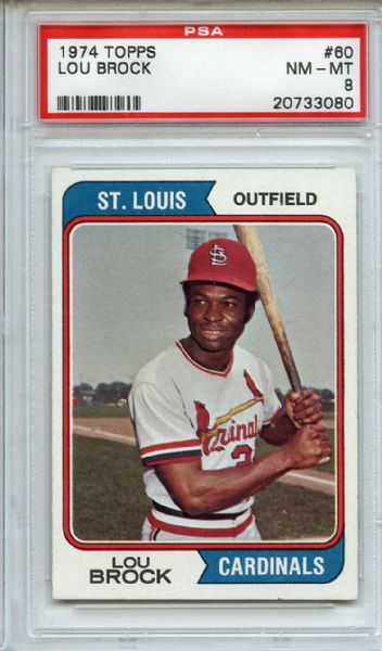 1974 Topps 60 Lou Brock PSA NM-MT 8