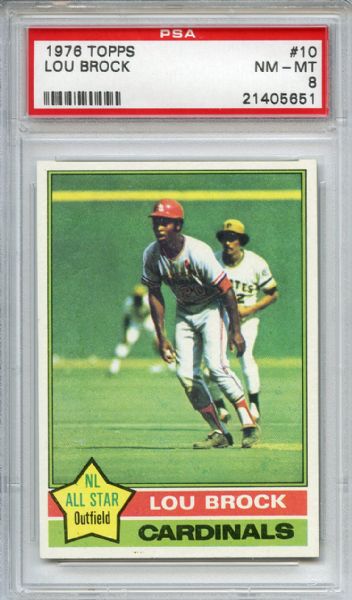 1976 Topps 10 Lou Brock PSA NM-MT 8