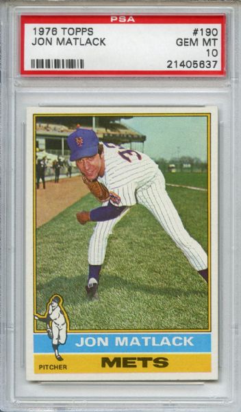 1976 Topps 190 Jon Matlack PSA GEM MT 10