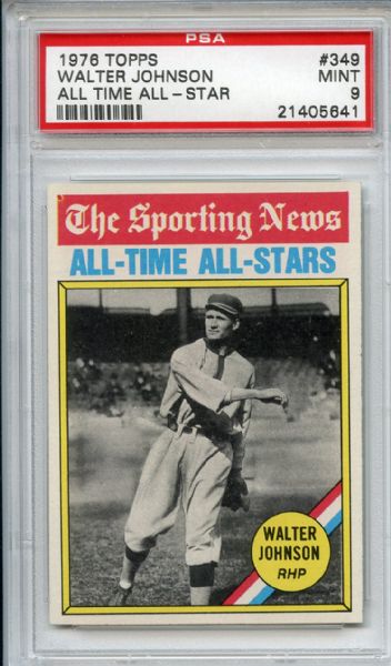 1976 Topps 349 Walter Johnson PSA MINT 9