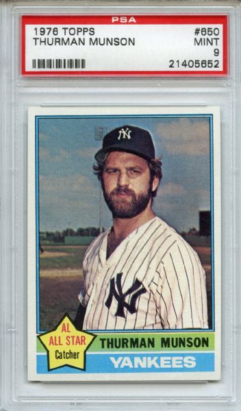 1976 Topps 650 Thurman Munson PSA MINT 9