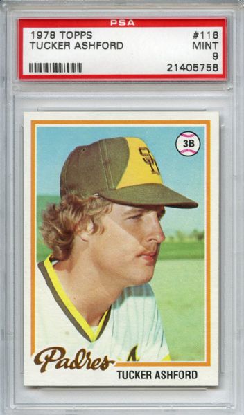 1978 Topps 116 Tucker Ashford PSA MINT 9