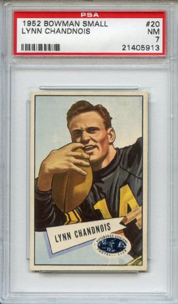 1952 Bowman Small 20 Lynn Chandnois PSA NM 7