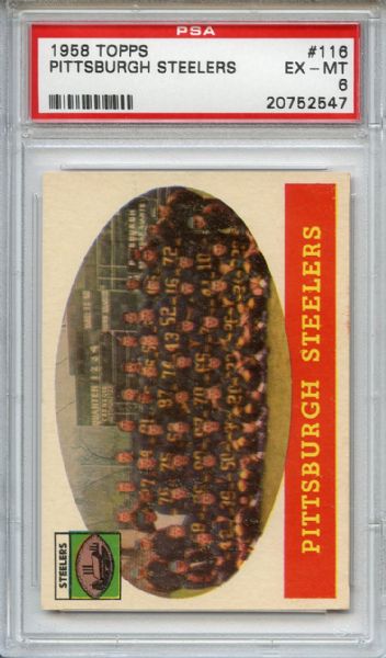 1958 Topps 116 Pittsburgh Steelers Team PSA EX-MT 6