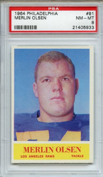 1964 Philadelphia 91 Merlin Olsen PSA NM-MT 8