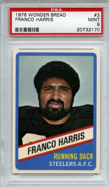 1976 Wonder Bread 3 Franco Harris PSA MINT 9