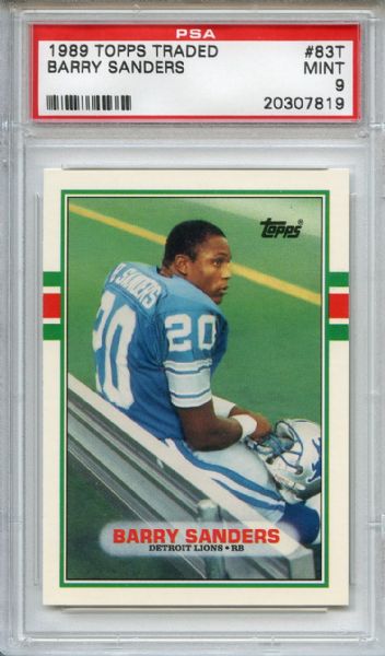 1989 Topps Traded 83T Barry Sanders RC PSA MINT 9