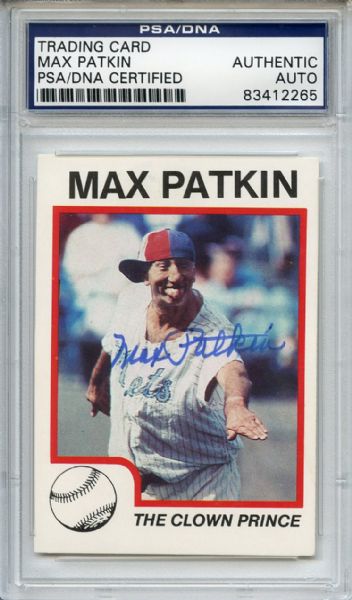 Max Patkin The Clown Price Signed Trading Card PSA/DNA