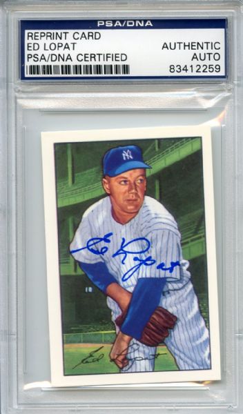 Ed Lopat Signed Reprint Card PSA/DNA