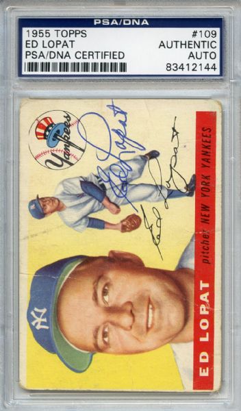 Ed Lopat Signed 1955 Topps Card PSA/DNA