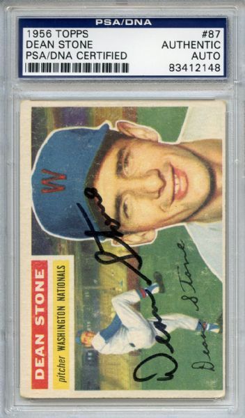 Dean Stone Signed 1956 Topps Card PSA/DNA