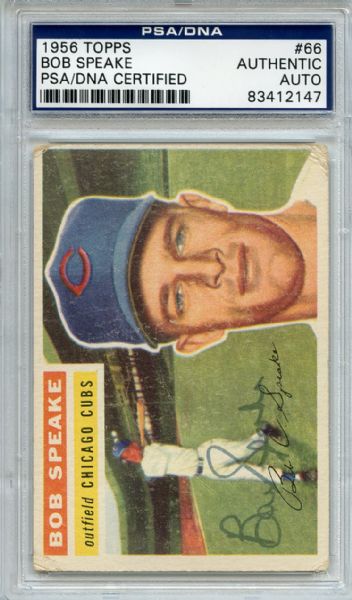 Bob Speake Signed 1956 Topps Card PSA/DNA