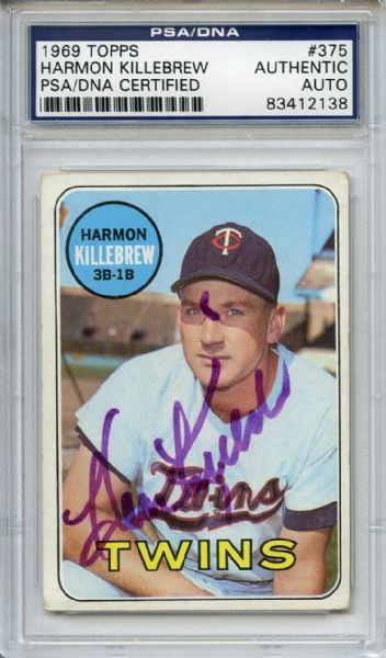 Harmon Killebrew Signed 1969 Topps Card PSA/DNA