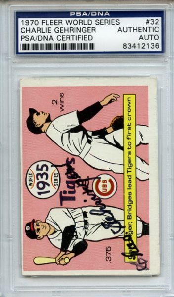 Charlie Gehringer Signed 1970 Fleer Card PSA/DNA