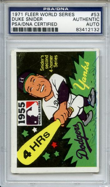 Duke Snider Signed 1971 Fleer 53 Card PSA/DNA