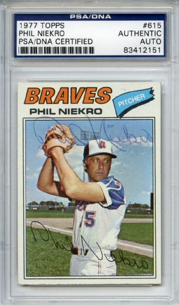 Phil Niekro Signed 1977 Topps Card PSA/DNA