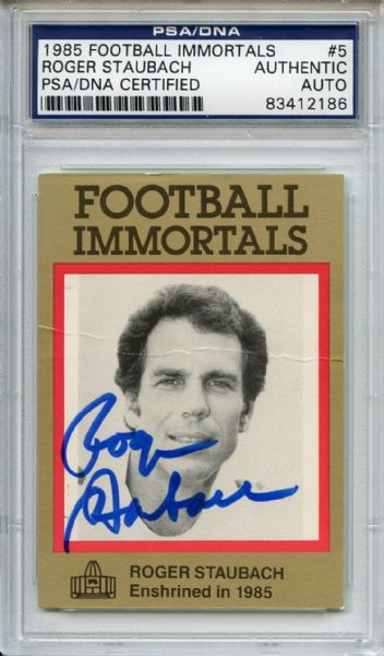 Roger Staubach 5 Signed 1985 Football Immortals Card PSA/DNA 