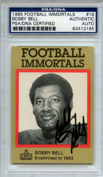 Bobby Bell 16 Signed 1985 Football Immortals Card PSA/DNA 