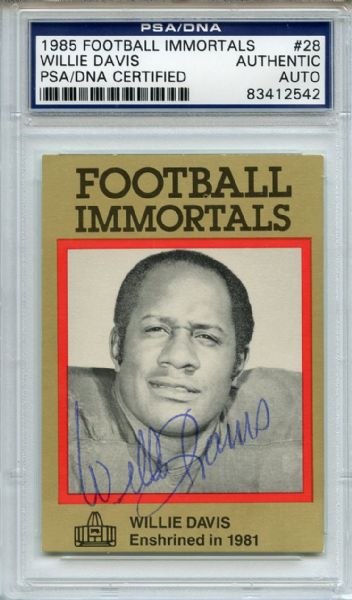 Willie Davis 28 Signed 1985 Football Immortals Card PSA/DNA 