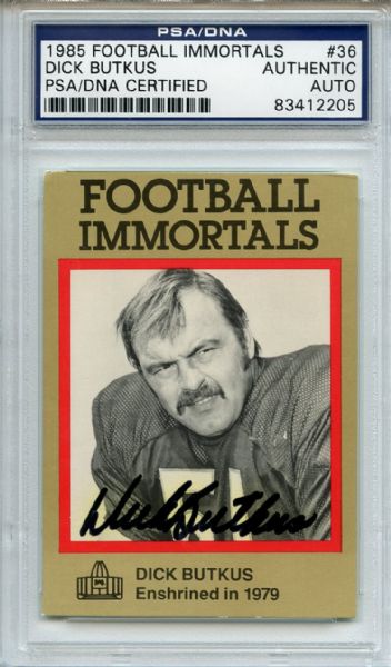 Dick Butkus 36 Signed 1985 Football Immortals Card PSA/DNA 