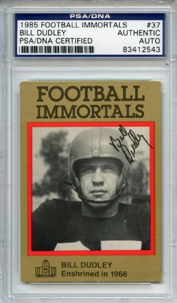 Bill Dudley 37 Signed 1985 Football Immortals Card PSA/DNA 