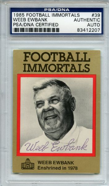 Weeb Ewbank 39 Signed 1985 Football Immortals Card PSA/DNA 