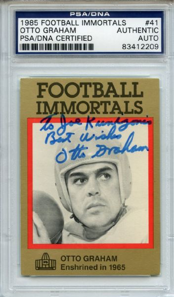 Otto Graham 41 Signed 1985 Football Immortals Card PSA/DNA 