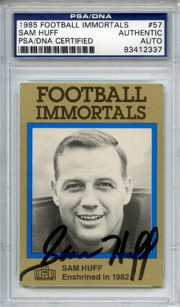 Sam Huff 57 Signed 1985 Football Immortals Card PSA/DNA 