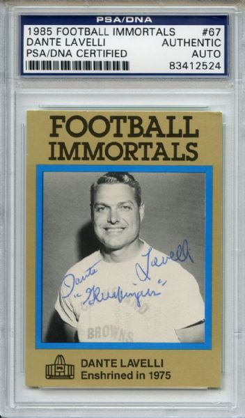 Dante Lavelli 67 Signed 1985 Football Immortals Card PSA/DNA 