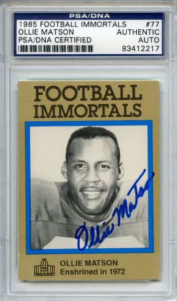 Ollie Matson 77 Signed 1985 Football Immortals Card PSA/DNA 