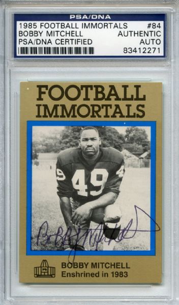 Bobby Mitchell 84 Signed 1985 Football Immortals Card PSA/DNA 