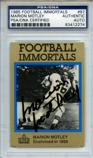 Marion Motley 87 Signed 1985 Football Immortals Card PSA/DNA 