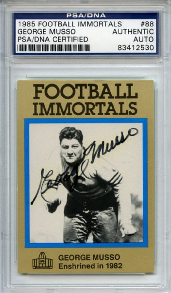 George Musso 88 Signed 1985 Football Immortals Card PSA/DNA 