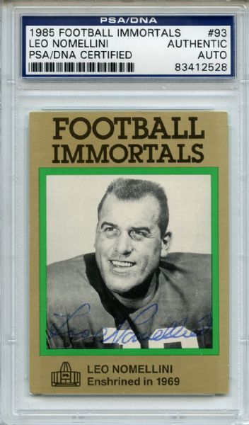 Leo Nomellini 93 Signed 1985 Football Immortals Card PSA/DNA 