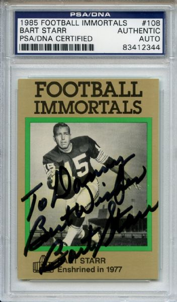 Bart Starr 108 Signed 1985 Football Immortals Card PSA/DNA 