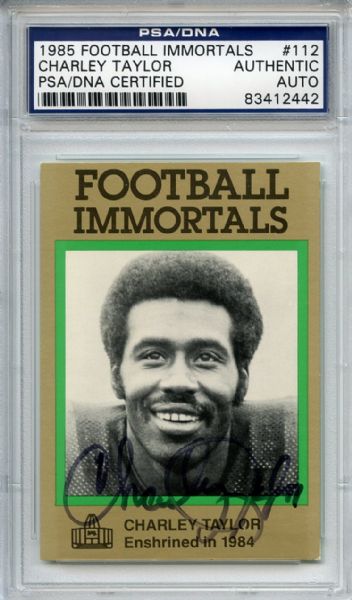 Charley Taylor 112 Signed 1985 Football Immortals Card PSA/DNA 