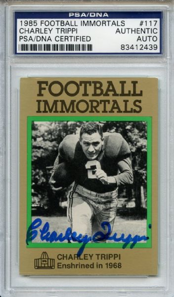 Charley Trippi 117 Signed 1985 Football Immortals Card PSA/DNA 