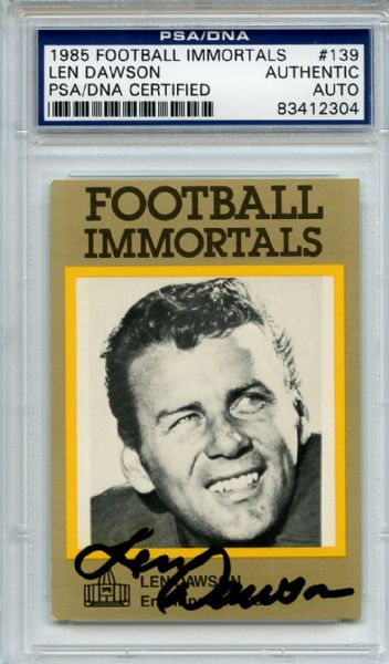 Len Dawson 139 Signed 1985 Football Immortals Card PSA/DNA 