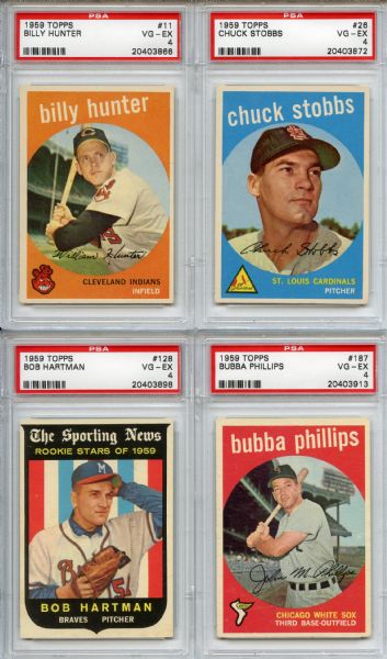 (5) 1959 Topps Baseball Lot All Graded PSA 4